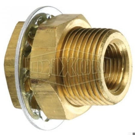Dixon Bulkhead Anchor Coupler, 3/8 in x 1-18 Nominal, FNPT x External MUNS End Style, Brass, Domestic 207BH6